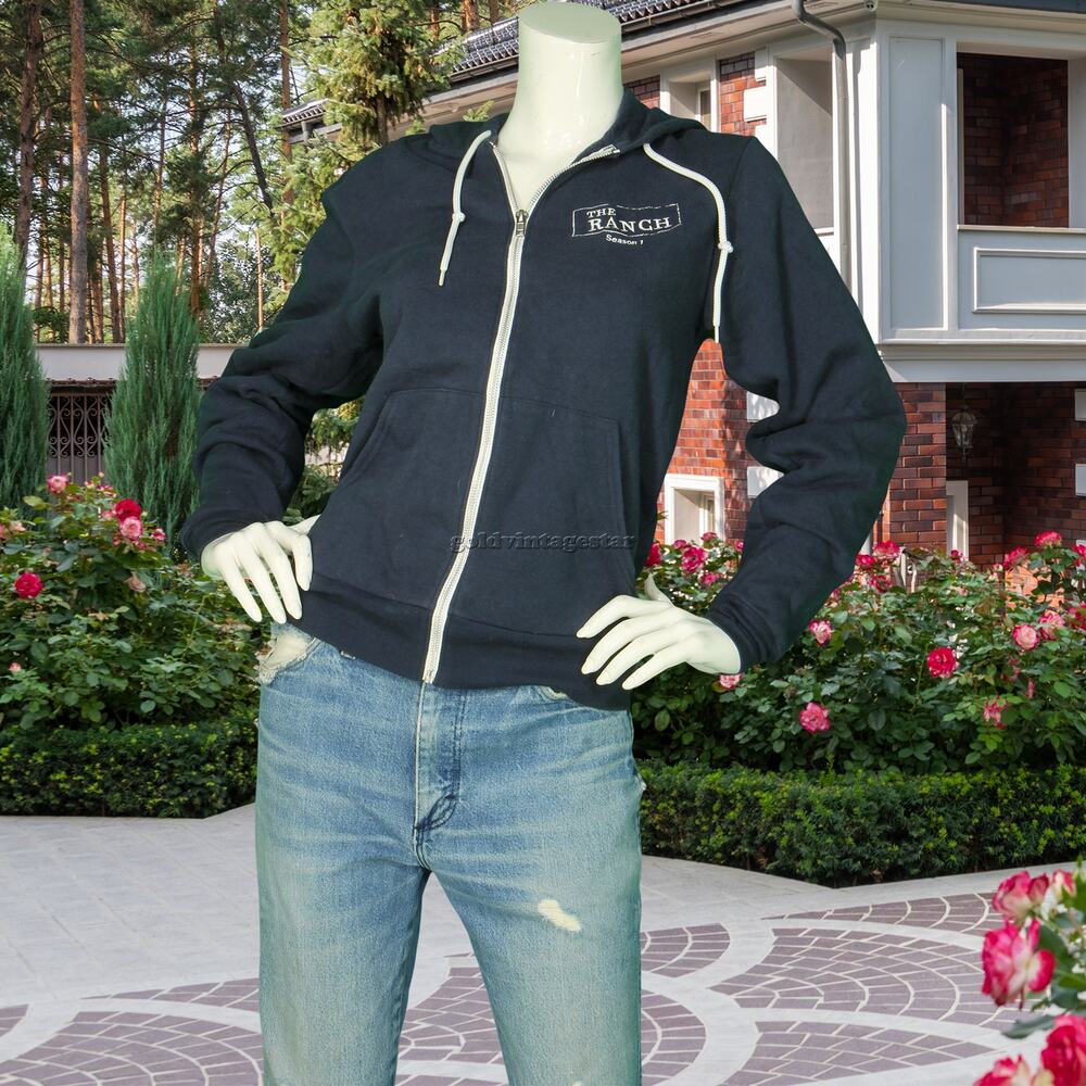 Netflix The Ranch Season 1 Embroidered Cast Promo Zip Up Ashton Kutcher Hoodie S